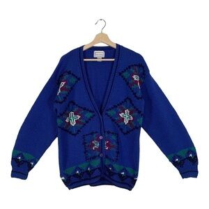 Vintage Gina Peters Cottagecore Knit Cardigan Sweater Size Medium